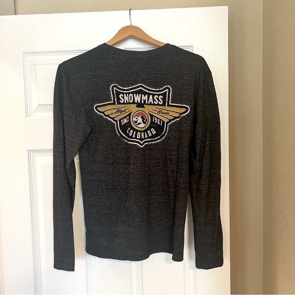 Snowmass Colorado Duck Co Long Sleeved T-Shirt Size Small Grey Ski Resor…